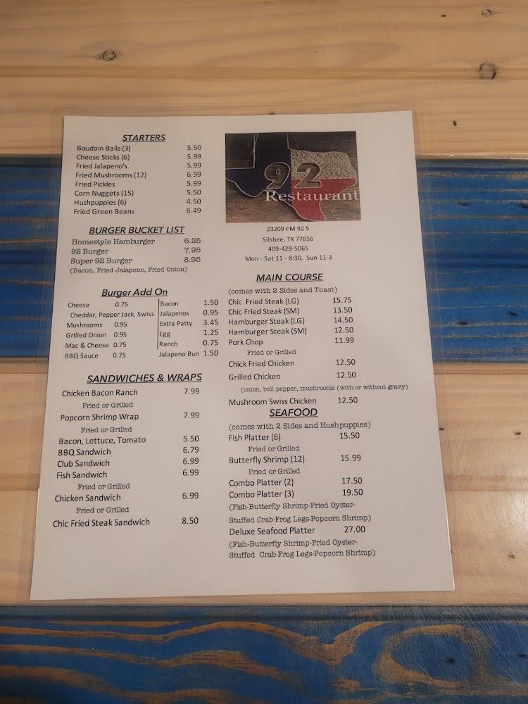 92 Restaurant Menu image 4